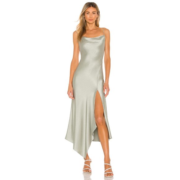 Alice + Olivia Dresses & Skirts - Alice + Olivia Harmony Asymmetrical Midi Dress in Sage